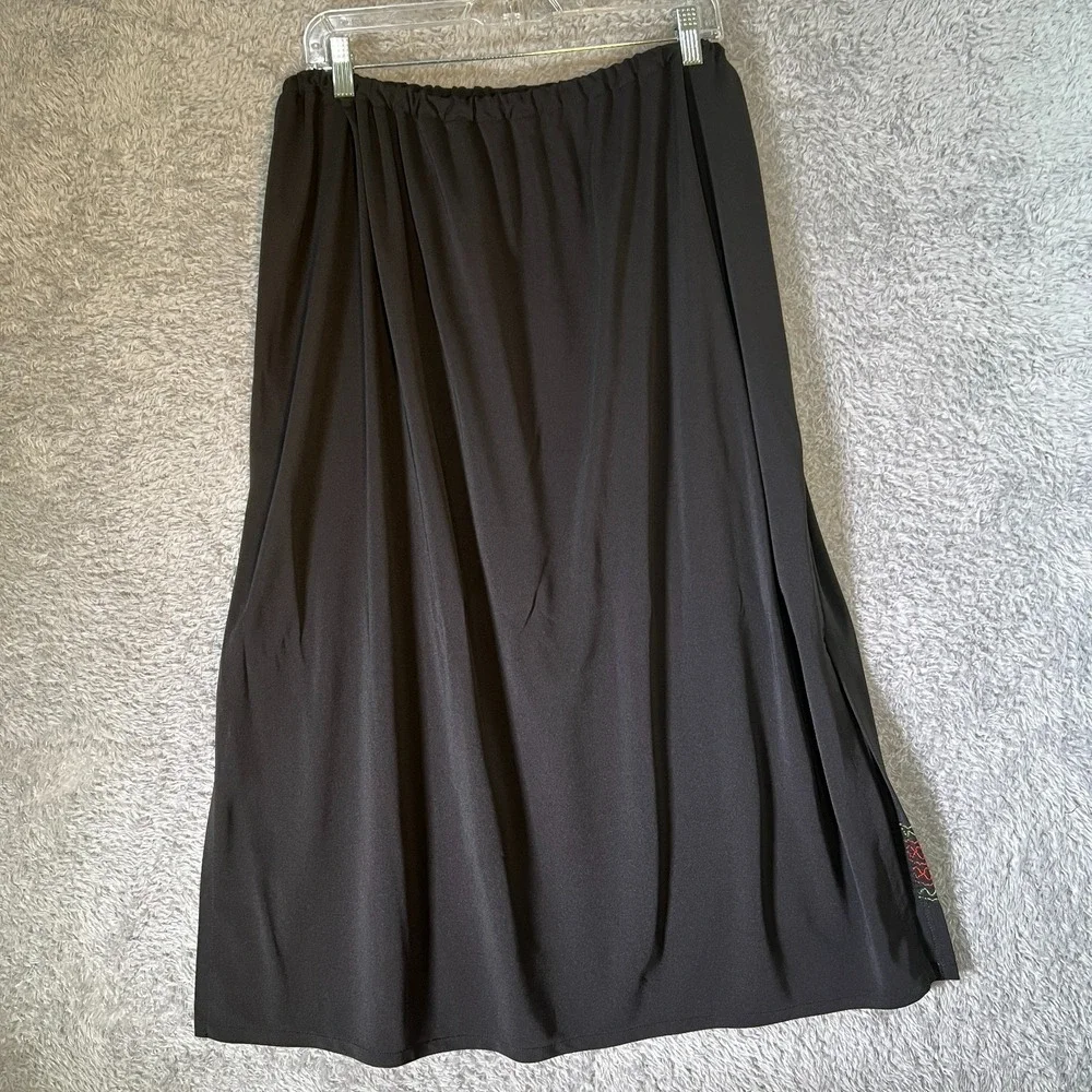 Giorgio Fiorlini 18/20W Black 2 Piece Skirt Set Embroidered Trim Modest‎ Outfit